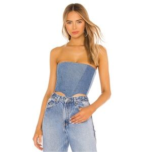 REVOLVE SAMI MIRO VINTAGE Corset Top in Denim Size XS